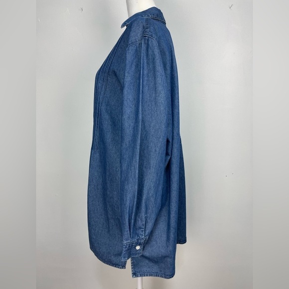 Main Street Blues denim button down tunic shirt women’s size L - Picture 6 of 14
